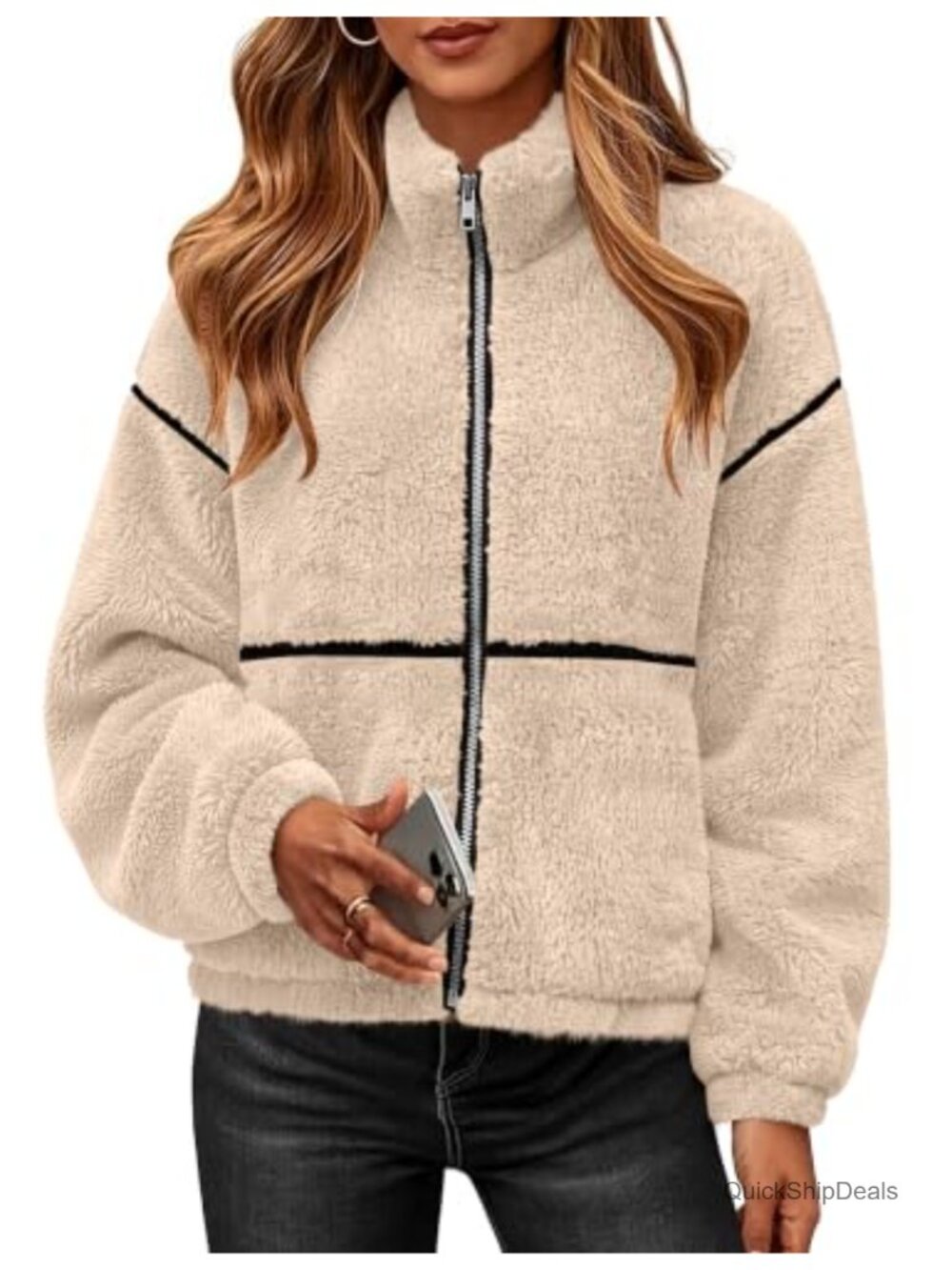 Sherpa Fleece Jacket Zip Up Winter Coat Oversized